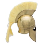 Spartan Grecian Helmet With Plume - Brass Color
