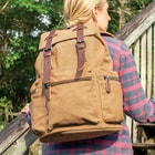 Outback Traveler Rucksack - Canvas Construction, Soft Lining, Spacious Interior, Leather Accents, Multiple Pockets, Metal Hardware