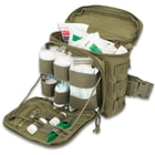 Rapid Interception Trauma Dump Pouch - Rapid Access Pouch, Front Zippered Compartment, Two-Way Belt Attachment, Modular Web Attachment Points - Olive Drab