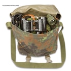 German Military Surplus Combat Pack / Shoulder Bag - Flecktarn Camo - Water Resistant Nylon; Waterproof Rubberized Core; Shoulder Strap - Used - Hunting Fishing Outdoors Army School Bookbag Tactical