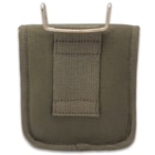 The replica, double magazine pouch is approximately 5 1/2”x 5 1/4” and has a sturdy brass hanger for belt carry