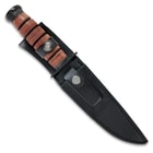 The fixed blade in its sheath