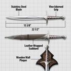 Details and features of the Sting Sword and Scabbard included in the Hobbit Bilbo Collection.