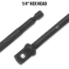 Text stating “1/4" Hex Head” shown above clear images of the hex head socket adapter design.