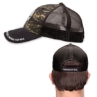 Double Down Punisher of Evil Trucker Cap - Zebra Camo and Black Polyester Mesh