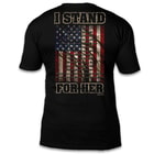 I Stand For Her National Anthem Black T-Shirt - 100 Percent Cotton, Athletic Fit, Tagless, Screen-Printed Original Artwork