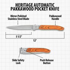 The specs of the automatic pocket knife