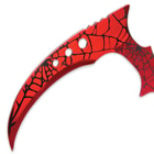 Black Legion Abaddon Fantasy Sickle with Nylon Sheath - Metallic Red with Spiderweb Design