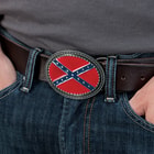 Oval Confederate Flag Belt Buckle