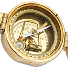 Compass In Wooden Box - High-Quality Brass Construction, Mirror Inside Lid, Specialized Instrument - Dimensions 4”X 4”X 2”