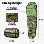 The sleeping bag being carried in its carry bag