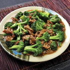 A plate of beef and broccoli