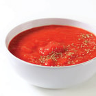 The powdered tomato reconstituted in a bowl