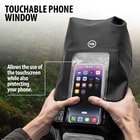 Full image showing the touchable phone window on the Camping Dry Bag.