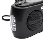 The radio can also be powered by the solar panel, hand-crank, the DC 5V USB port or three AAA batteries (not included)