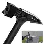 The tool features a defensive war hammerhead and a devestating piercing spike, which offers great applications as an effective breaching tool and defensive hammer