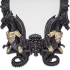 Dragon Glass Mirror - Polyresin Frame with Twin Dragon Sculptures, Celtic Knot Relief Patterns