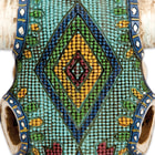 Fabric Covered Native American Art Bull Skull Plaque