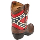 Confederate Flag Boot Bank - Cowboy Boot-Shaped Change Holder - Stars and Bars Motif