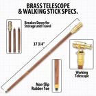 The specs of the brass telescope and walking stick