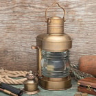 A close-up of the brass oil lamp's wick