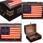American Flag Rustic Wooden Trunk Set