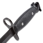 The bayonet has a ABS textured grip and guard with open circle.