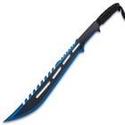 The razor-sharp blades have aggressive sawbacks and weight-reducing through slots and the handles have black cord-wrap