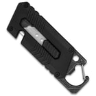 The knife has a nylon fiber and stonewashed stainless steel handle case