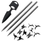 Black Legion Ninja "Bag of Tricks" - Knife, Push Dagger, Spikes, Caltrops in Nylon Sheath