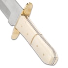 Timber Rattler Ivory Dusk Bone Handle Bowie Knife with Leather Sheath