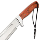 Timber Rattler Full-Tang Jungle Beast Machete - Stainless Steel Blade, Wooden Handle, Lanyard Cord - Length 25”