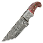Timber Wolf Damascus & Micarta Fixed Blade Hunting Knife With Sheath