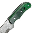 Timber Wolf Emerald Green Pakkawood Damascus Steel Fixed Blade Hunting Knife