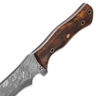 Timber Wolf Gurkha Woodmaster Damascus Fixed Blade Knife with Leather Sheath
