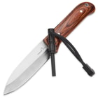 Timber Wolf WildSteel Fixed Blade Knife with Genuine Leather Sheath and Fire Starter