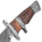 Timber Wolf Ascension Bowie / Fixed Blade Knife - Hand Forged Damascus Steel - Sub Hilt; Heartwood  - Genuine Leather Sheath - Collecting Collection Display Outdoors Hunting Camping - 14"