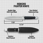 The razor sharp United Cutlery Honshu Fighter Knife is shown slicing into a tire.