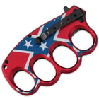 Assisted Opening CSA Rebel Flag Knuckle Guard Folding Trench Knife