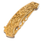 Blazing Inferno Folding Pocket Knife Gold Titanium
