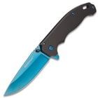 Rampage Ethereum Pocket Knife / Folder - Assisted Opening - Blue Titanium Finish - 420 Stainless Steel - Everyday Carry EDC Tactical Outdoors - Frame Lock, Blade Spur, Thumb Studs, Pocket Clip, More