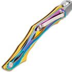 Rampage Hercules Pocket Knife - 3Cr13 Stainless Steel, Stainless Steel Handle, Rainbow Titanium Finish, Ball Bearing, Pocket Clip