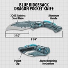 Details and features of Blue Dragon Pocket Knife.