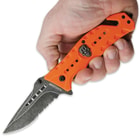 Black Legion Skull Rescue Folding Pocket Knife Orange