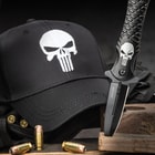 Punisher Skull Assisted Opening Stiletto Pocket Knife with Free Punisher Cap / Hat