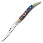 Kissing Crane Cosmic Blue Toothpick Folder / Pocket Knife - 440 Stainless Steel Blade - Blue and Red Swirl Fuzion Polymer Handle Scales - 3"