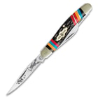 Kissing Crane Warrior Moon Stockman Pocket Knife / Folder - Collectible Limited Edition, Native American Theme, Serialized Bolsters - 440 Stainless Steel - Laser Etched American Indian Art