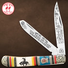 Kissing Crane Trail Of Tears Trapper Pocket Knife - Stainless Steel Blades, Bone And Resin Handle, Hammered Bolsters, Individually Serialized