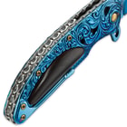 Kriegar Cavalier Blue Assisted Opening Pocket Knife - Iridescent Cobalt with Ravenwood Inlays