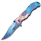 Masters Collection Ballistic Mermaid Pocket Knife - Stainless Steel Blade, Assisted Opening, Aluminum Handle - Closed 5”